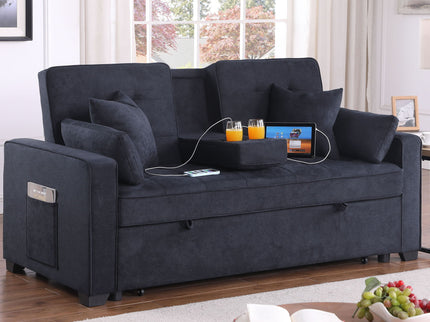 Cody II - 69.5"W Woven Fabric Convertible Sleeper Loveseat with Cup Holder