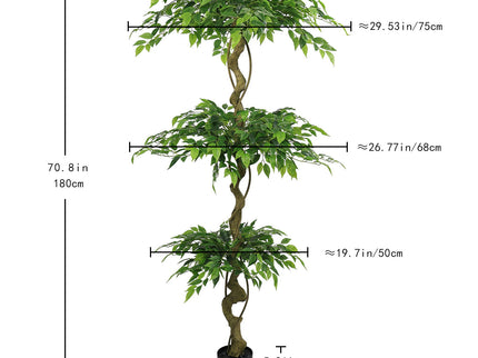 Artificial Ficus Tree With Pot For Home Decor Indoor Plant - Green