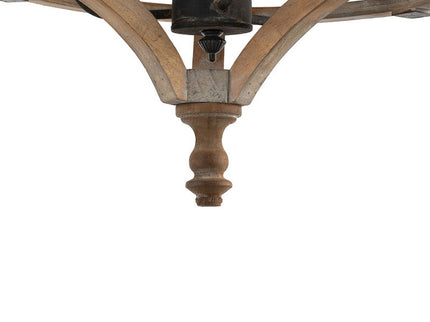 3 Light Wood Drum Chandelier, Hanging Light Fixture With Adjustable Chain For Kitchen, Bulb Not Included - Brown