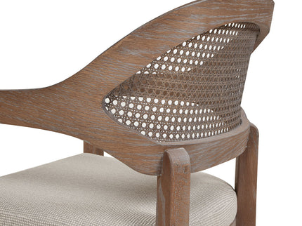 Americana - Mid-Century Modern Cane Back Dining Chair Textured Weave - Taupe Beige