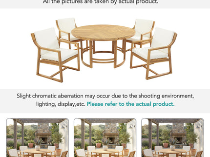 5 Piece Outdoor Dining Set, Patio Table And Chairs With Umbrella Hole