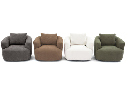 360° Swivel Barrel Sofa Chair With Throw Pillow, Upholstered Accent Chair