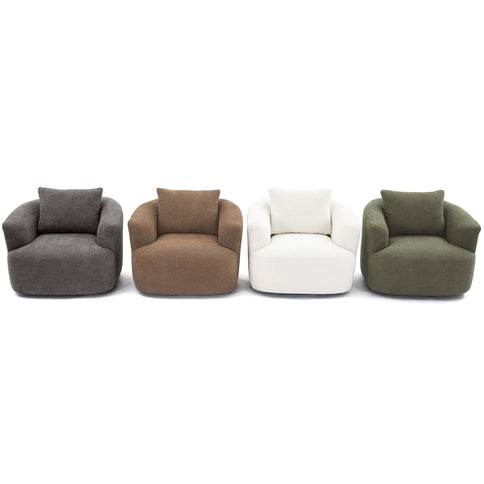360° Swivel Barrel Sofa Chair With Throw Pillow, Upholstered Accent Chair