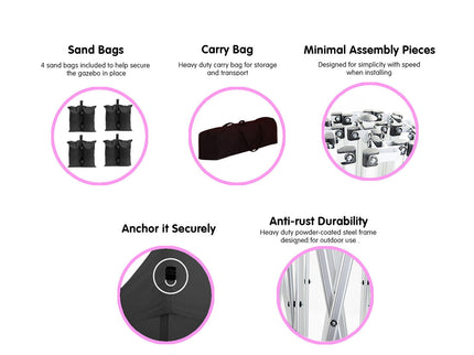 10'X20' Ez Pop Up Canopy Outdoor Portable Party Folding Tent With 6 Removable Sidewalls + Carry Bag + 4 Pieces Weight Bag