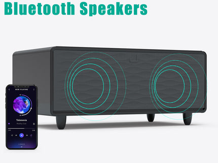 Modern Smart Coffee Table With Built-In Fridge - tooth Speaker, Wireless Charging, Touch Control Panel, USB Interface, Outlet Protection, Atmosphere Light
