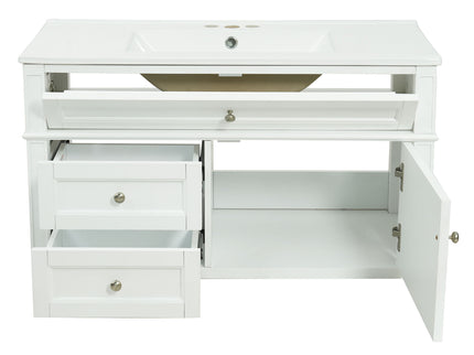 Modern Wall Mounted Floating Cabinet With Double Drawer And Sink