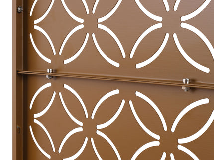 Freestanding Decorative Privacy Screen For Deck Balcony Patio, Metal Privacy - Brown