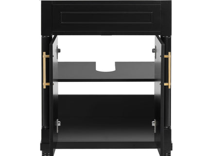 Bathroom Vanity With Integrated Sink, 2 Door Cabinet, Single Sink For Small To Medium Bathrooms