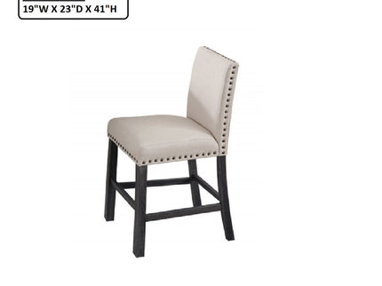 Upholstered Counter Dining Chair, Nailhead Trim (Set of 2) - Natural