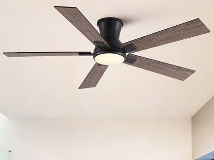 Low Profile Flush Mount Intergrated LED Ceiling Fan With Light And Reversible Quiet Motor