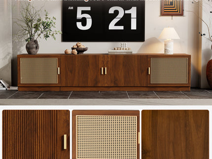 78" TV Stand For TVs Up To 85", Media Console, Adjustable Shelves - Walnut