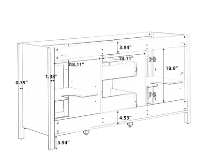 Double Sink Bathroom Vanity With Top, Soft Closing Doors & Drawers, Tip Out Drawer, 2 Cabinet Doors, Adjustable Shelf - White