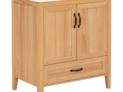 Elegant Fluted Bathroom Vanity With Sink, Soft Close Doors & Drawer