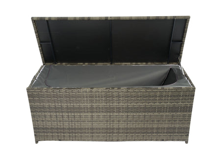 Outdoor Storage Box, Wicker Patio Deck Boxes With Lid, Outdoor Cushion Storage For Kids Toys, Pillows, Towel, Wicker