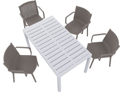 4 Modern Stackable Armchair Matched With Long Table