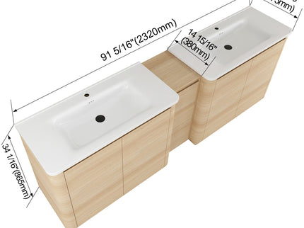 Soft Close Door Freestanding Bathroom Vanity With Sink, 1 Small Storage Cabinet