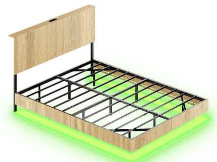 Floating Bedstead With Charging Station And LED Lights