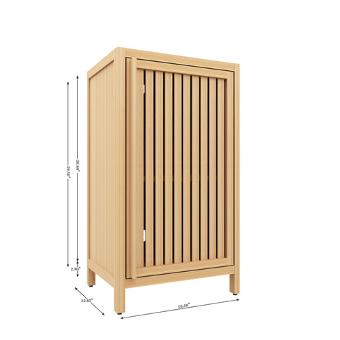Bamboo Freestanding Storage Cabinet With Door And Shelf For Bathroom, Living Room, Kitchen - Natural / Natural Wood