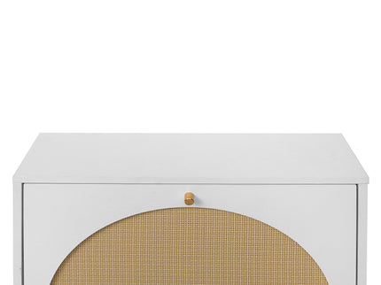 2 Door Shoe Rack, Rattan, Double Layer, Suitable For Living Room, Hallway - White