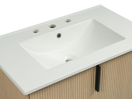 Bathroom Vanity With Ceramic Sink, Fluted Design