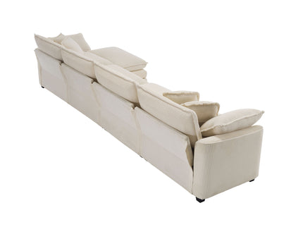 Modern Oversized Modular Cushion Sofa With Ottoman, Low Back, Deep Seating Sofa Set