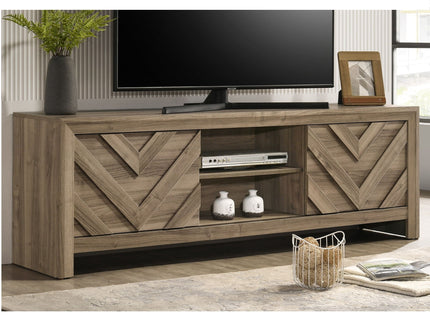 Chevron Patterned Living Room TV Stand - Light Brown