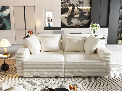 4 Seat Sofa, Modern Comfy Upholstered Sofa Cloud Couch, Deep Seat Couches With Soft Pillows