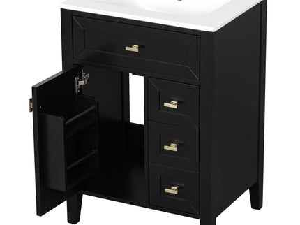 Bathroom Vanity With Sink, 3 Drawers & Cabinet With 2 Tier Door Storage Rack, Soft Close Doors & Drawers