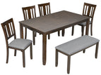 Dark Brown / 6 Pc. Table, 4 Chairs, Bench