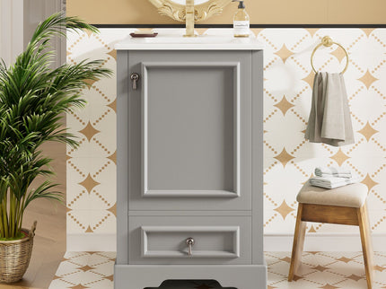 Bathroom Vanity With Sink, Soft Close Door, Adjustable U-Shaped Shelf
