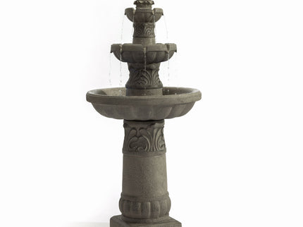 3 Tier Outdoor Garden Fountain With LED Lights - Gray