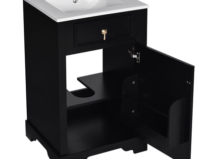 Elegant Bathroom Vanity With Ceramic Sink, Soft Close Door, Adjustable Shelf