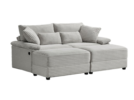 Double Chaise Lounge Set With Reversible Storage Ottomans, USB Port