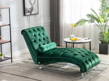 Chaise Lounge Indoor, Button Tufted Upholstered Chaise Lounge Chair With Pillow
