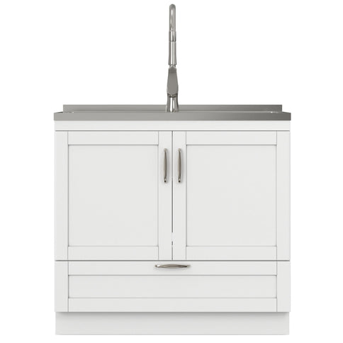 Reed - Deluxe Laundry Cabinet With Pull-Out Faucet And Stainless Steel Sink