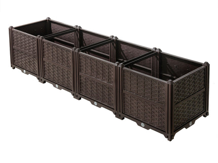 Indoor / Outdoor Rectangular Plastic Planting Box Kit For Vegetables, Herbs, Flowers & Succulents, Coffee, Polypropylene, 62.80" - Coffee