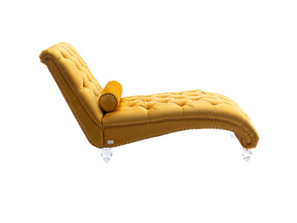 Chaise Lounge Indoor, Button Tufted Upholstered Chaise Lounge Chair With Pillow