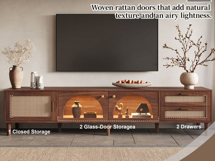 TV Stand For TVs Up To 90", Media Console With App Controlled LED Lights, 2 Drawers & Door Storage - Dark Brown