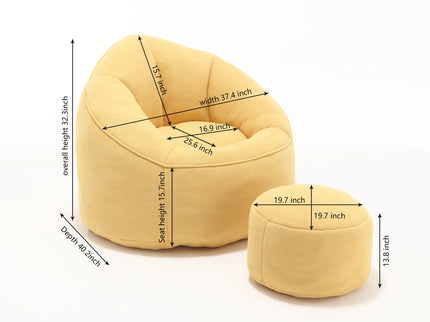 Bedding Bean Bag Sofa Chair High Pressure Foam With Footrest