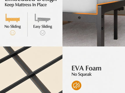 Platform Bed Frame With Charging Station & Headboard Shelves