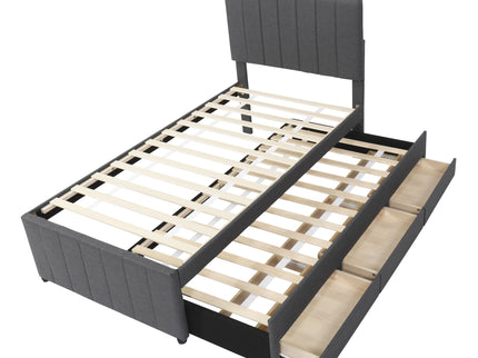 Upholstered Design Platform Bed With Trundle