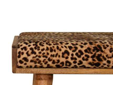 Leopard Tray Style Footstool - Brown Oak