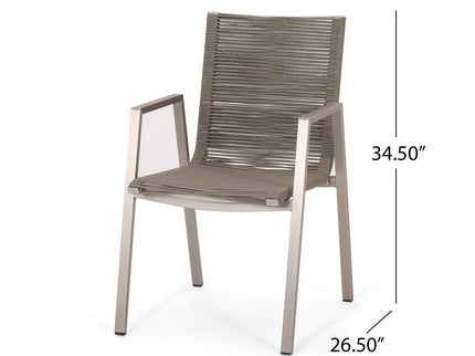 Outdoor Modern Aluminum Dining Chair Set With Rope Sea (Set of 2)