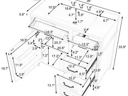 Modern Bathroom Vanity With Sink Top, Flip Drawer Design