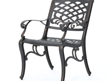 Luminea - Outdoor Aluminum Dining Chair With Scroll Design, Lattice Pattern And Cabriole Legs - Copper