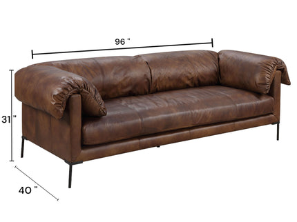 Jaron - Top Grain Leather Sofa - Mocha