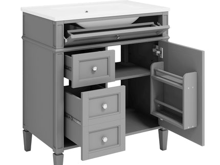 Bathroom Vanity With Top Sink, Storage Cabinet With 2 Drawers, Tip Out Drawer