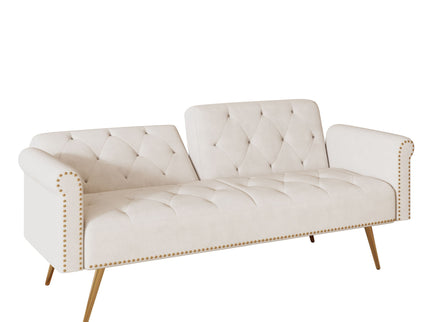 Luxurious Sofa Bed With Nail Head Trim And Matching Pillow