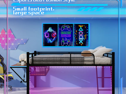 Loft Bed With Built In Desk, LED Light Strip