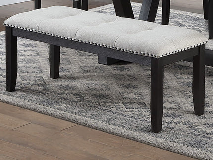 Upholstered Dining Bench With Tufted Seat And Nailhead Trim - Antique Black